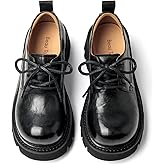 BEAU TODAY Chunky Womens Oxfords, Platform Oxford Shoes for Women, Casual Round Toe Lace-up Leather Oxfords, Comfortable Business Lug Sole Dress Shoes