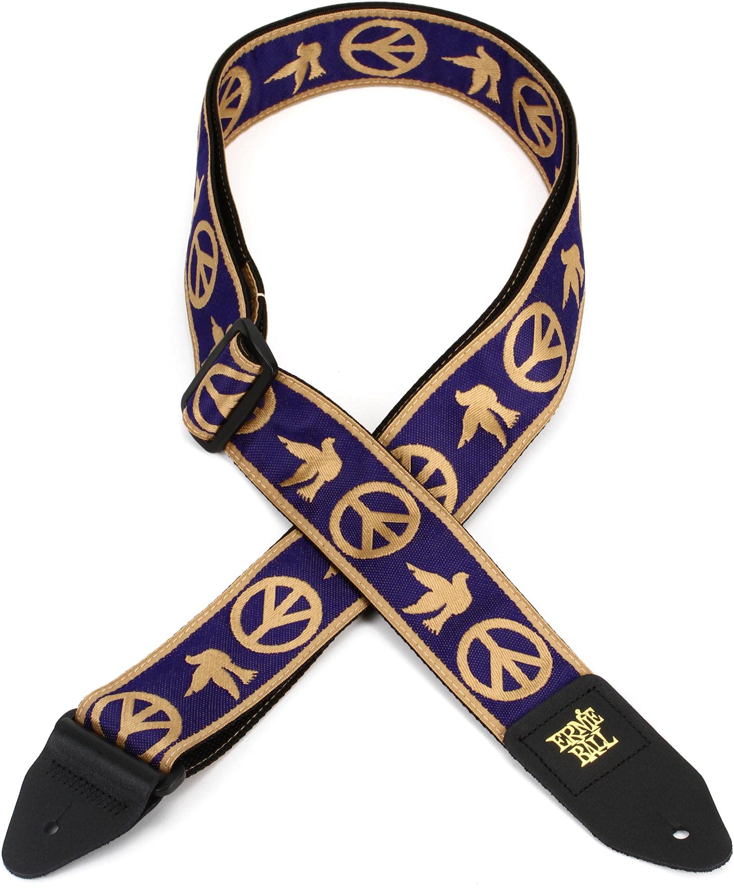 Ernie Ball Peace Love Dove Beige/Navy Blue Jacquard Guitar Strap