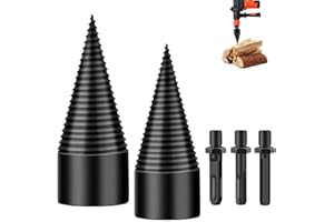 SYWAN Removable Firewood Log Splitter Drill Bit, Wood Splitter Drill Bits,Heavy Duty Drill Screw Cone Driver for Hand Drill Stick-hex+Square+Round (32MM+42MM)