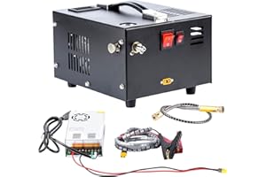 ORCAIR Manual Stop Portable pcp air compressor 4500psi 300bar 12v DC or 110v AC with power supply,oil&water free,high pressure PCP Compressor Pump for Air Gun and Paintball/Scuba Tank