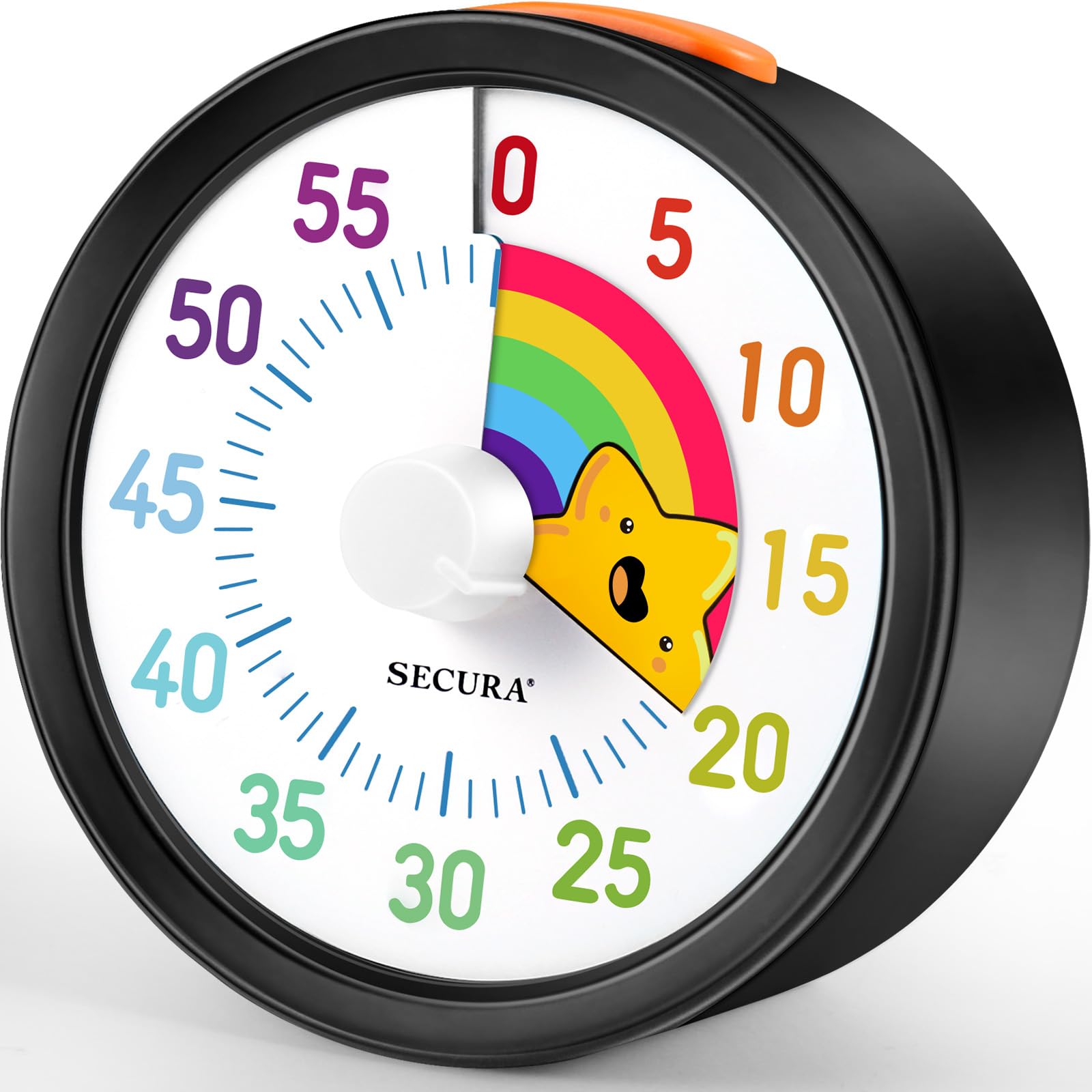 Photo 1 of Secura 60-Minute Visual Timer with Rainbow Pattern, Classroom Timer and Time Management Tool for Teaching with Pause Function (Black & Star)