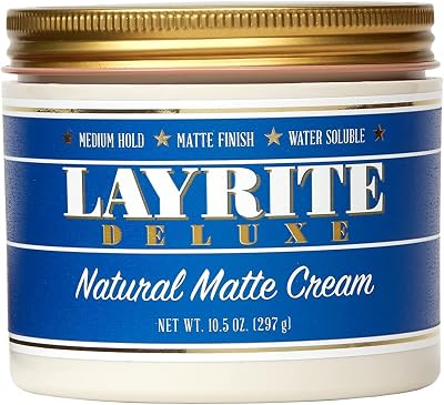Layrite Natural Matte Cream 297g Medium Hold Water Soluble Matte Finish