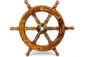 Nagina International Nautical Handcrafted Wooden Ship Wheel - Home Wall Decor (12 Inches, Natural Wood)