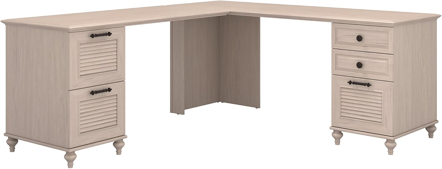 Bush Furniture kathy ireland Home Volcano Dusk L Shaped Desk with 2 Pedestals, Driftwood Dreams