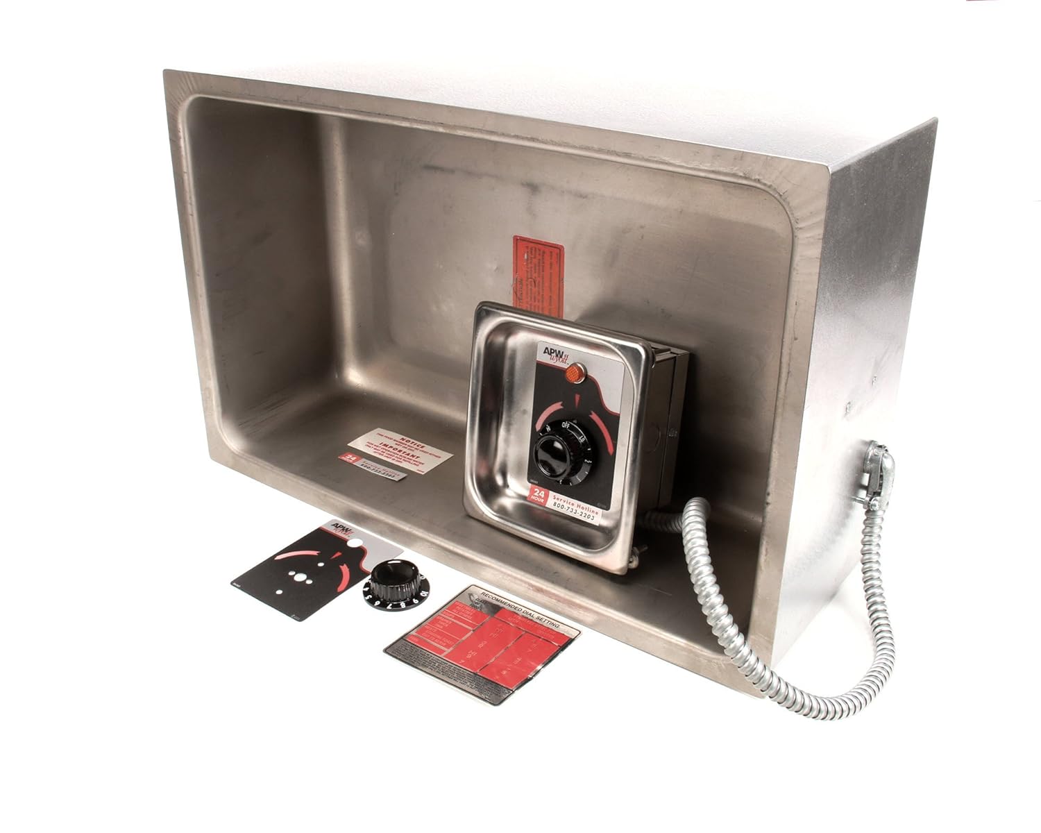 APW Wyott 55480-I36UL Bottom Mount 80 Insulated Hot Food Well with Drain, 12" x 20" Size, 208/240/277V, 900/1200/1600 W.