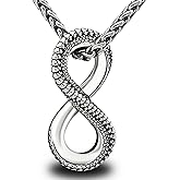Holgod Infinity Necklace with Dragon Scales Design, Titanium Steel Pendant Gothic Punk Jewelry Gift for Him Men Women