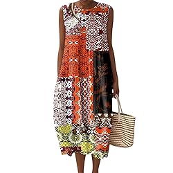 Plus Size Summer Fall Dresses Cotton Linen Midi