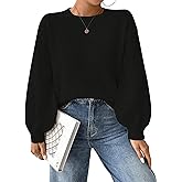 SKAYS Women's 2025 Long Sleeve Cozy Fall Sweater Fall Knit Crew Neck Pullover Lightweight Winter Casual Sweaters Black S