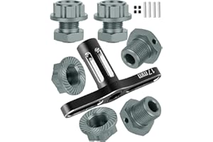 RCHuiWow RC 17MM Wheel Hub w/Anti-dust Cap Nuts Upgrades Part for 1/8 Typhon 3S BLX,Typhon Mega 550,Alloy Aluminium Wheel Hub Hex w/Wheel Wrench,Titanium