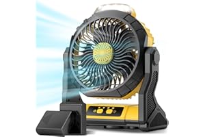 Geek Aire Portable Camping Fan with Lights, 20000mAh Detachable Rechargeable Battery Operated Fan, Battery Powered Outdoor Tent Fan with 4 Speeds & Hook, Personal USB Table Fan for Camping Accessories
