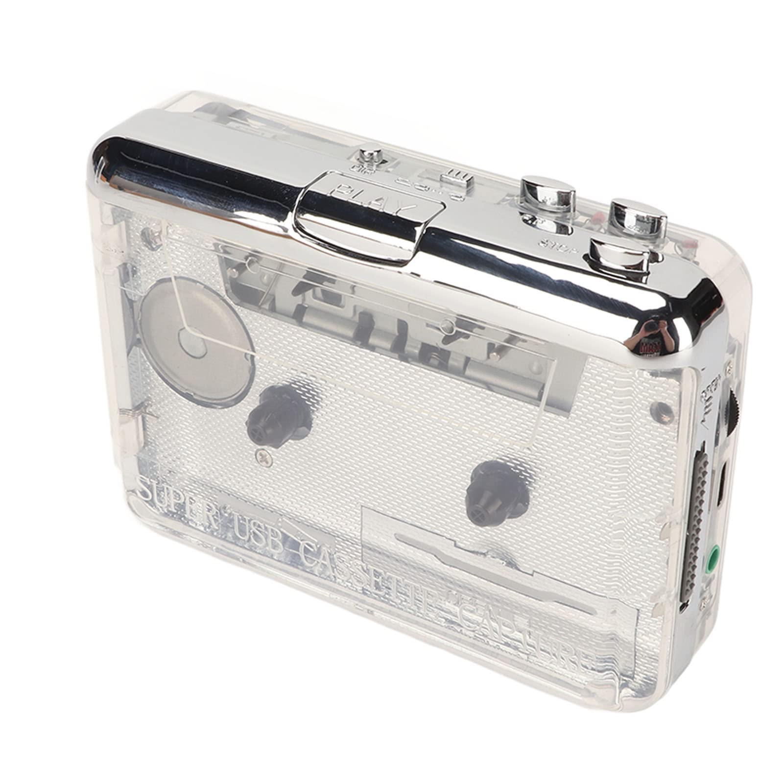 Bewinner 2022 Updated Cassette to MP3 Converter, Portable USB Music Cassette Tape to Digital Converter Player with Earphones,Transparent Shell, No Need Computer