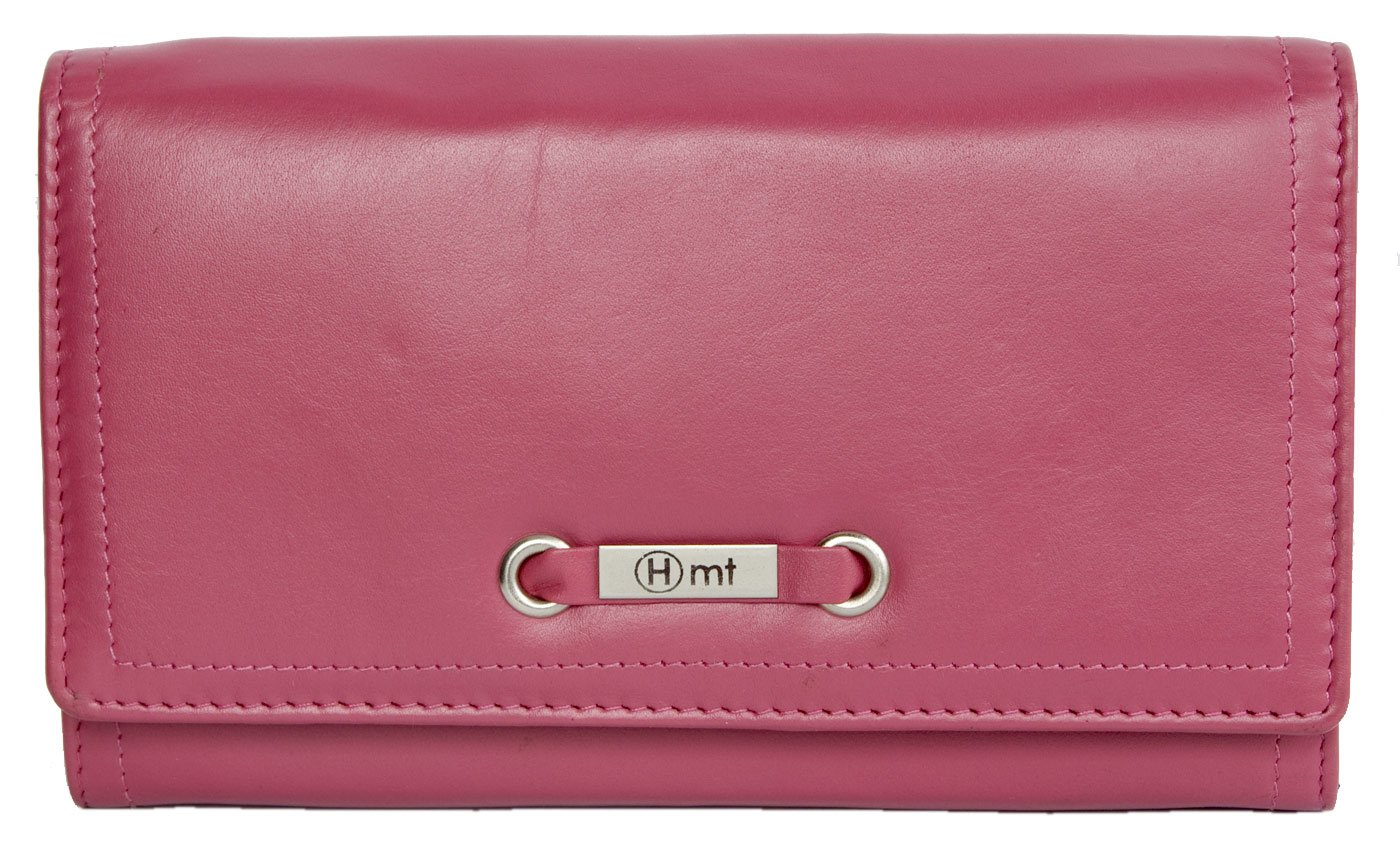 Women's pink soft genuine leather wallet HMT