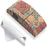 WOSCCOWT Hard Shell Eyeglasses Case, Classic Retro Print Large Glasses Case for Women Men, Sunglasses Case