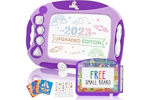 Chuchik Magnetic Drawing Board for Kids and Toddlers. Large 15.7 Inch Doodle Writing Pad Comes with a 4-Color Travel Size Doodle Sketch Board for 3, 4, 5 Years Old Girls (Purple)