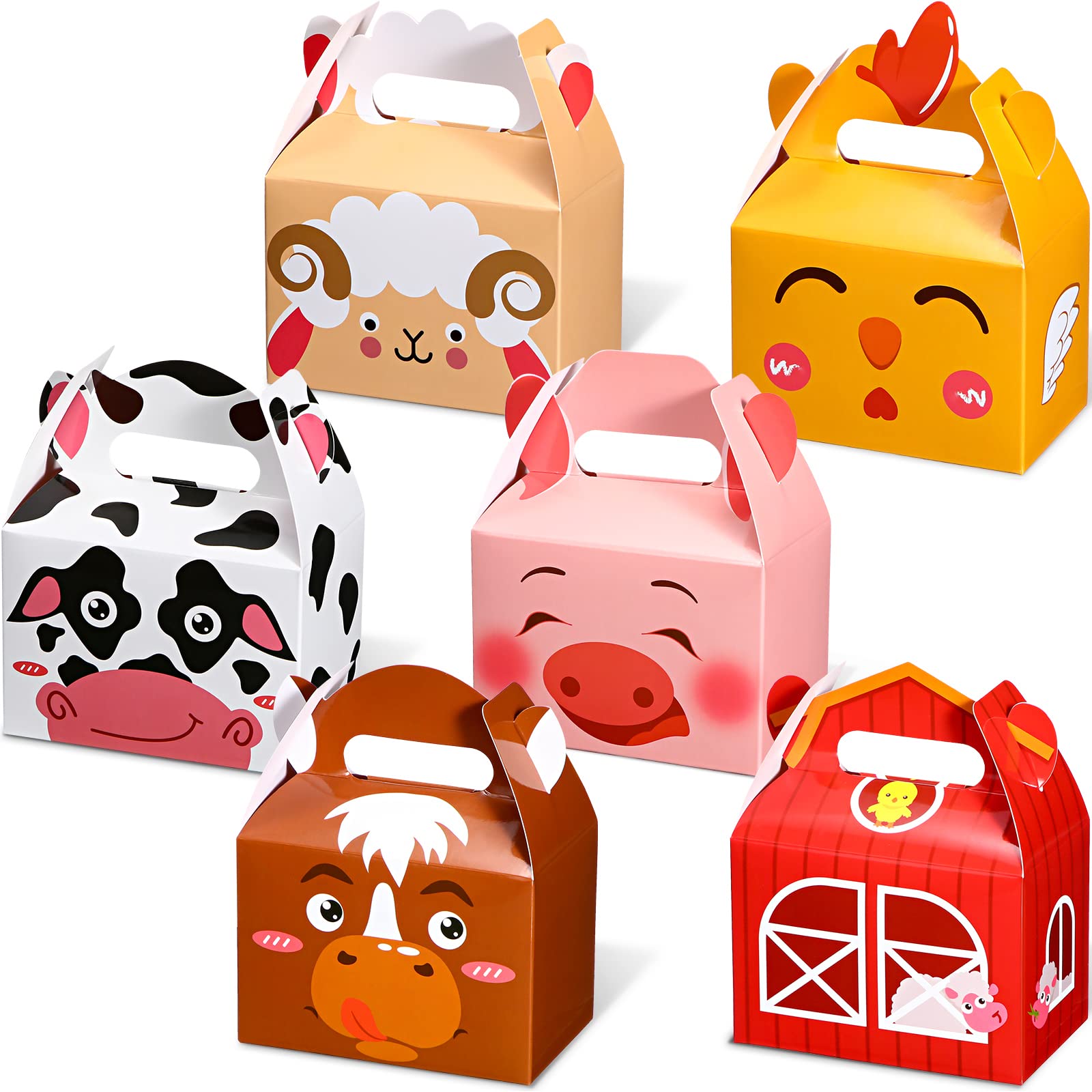 Zonon 24 Pack Farm Animal Party Favor Boxes 4 x 2.4 x 5.1 Inches Animal Theme Birthday Goodie Boxes Farmhouse Animals Themed Gift Candy Bags for Kids Girls Baby Shower Party Supplies
