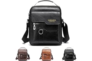 KINGSEA Messenger Bag for Men, PU Leather Crossbody Shoulder Bags Travel Bag Man Purse Casual Sling Pack Personality Briefcase