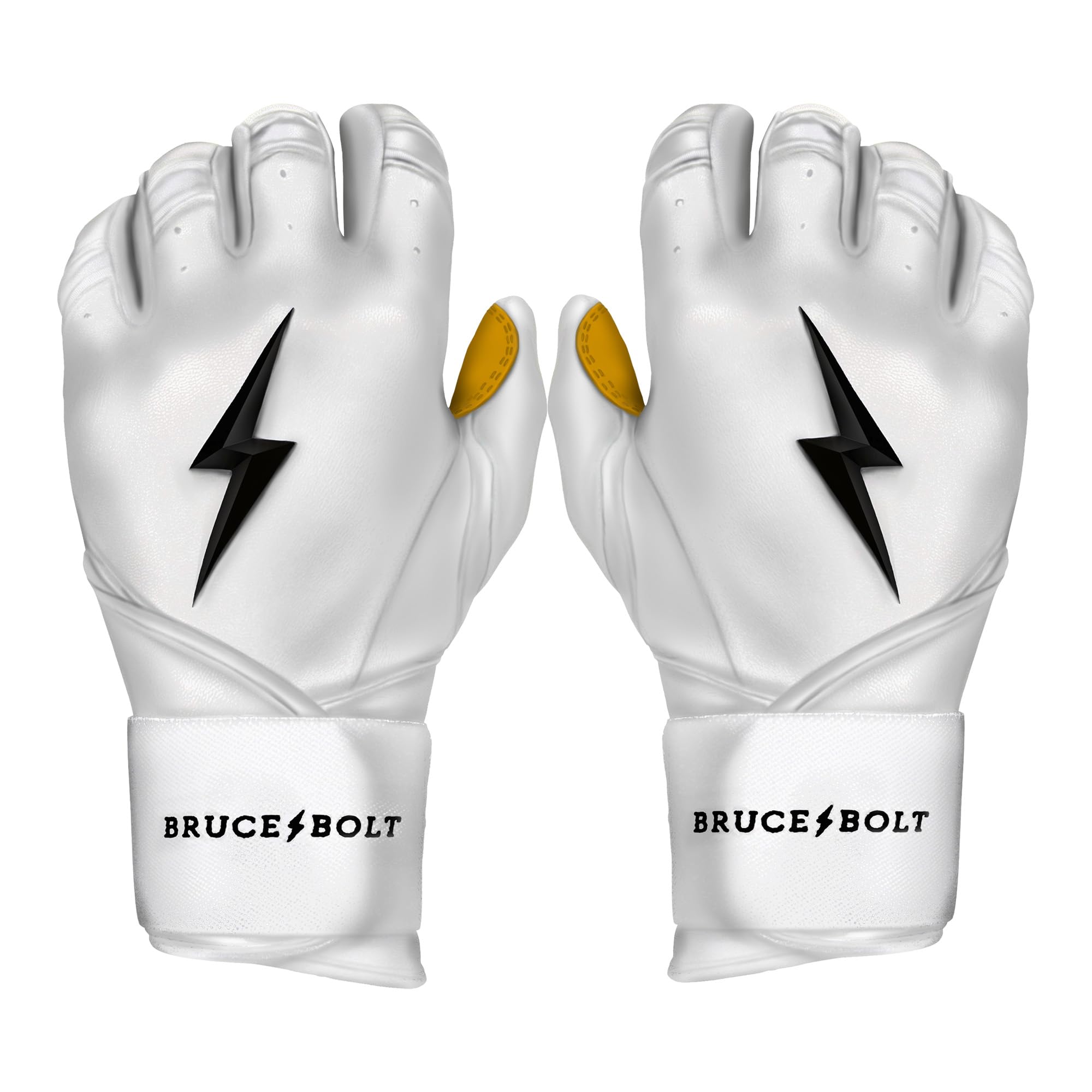 BRUCE BOLT Original Series Long Cuff White Batting Glove - White Large Image
