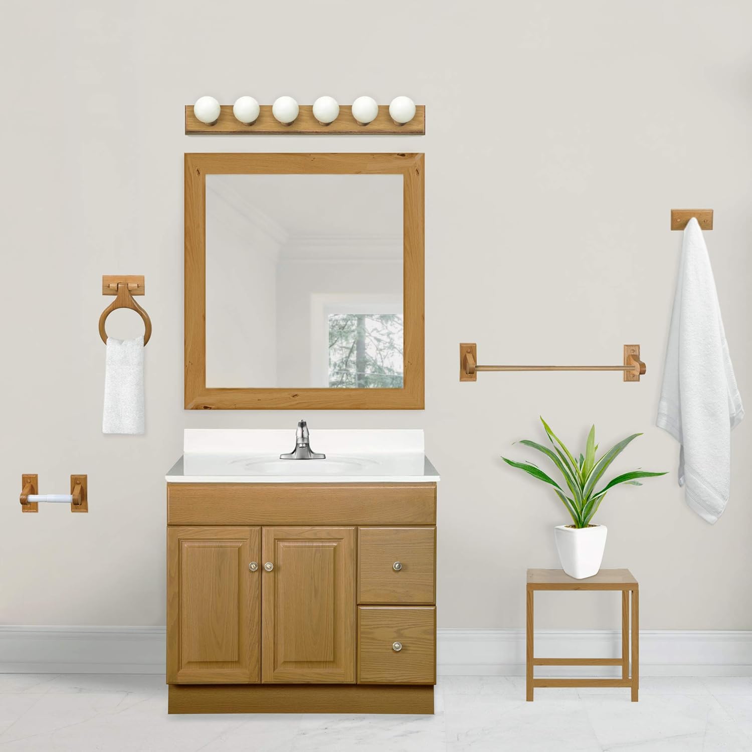 Design House 561175 Dalton 24-Inch Wall-Mounted Towel Bar, Honey Oak Wood, 24", 24 In - - 