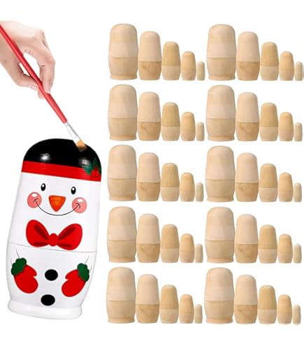 Kit De Russes Gigognes En Bois Vierges à Peindre 5 Couches Pour Garçon