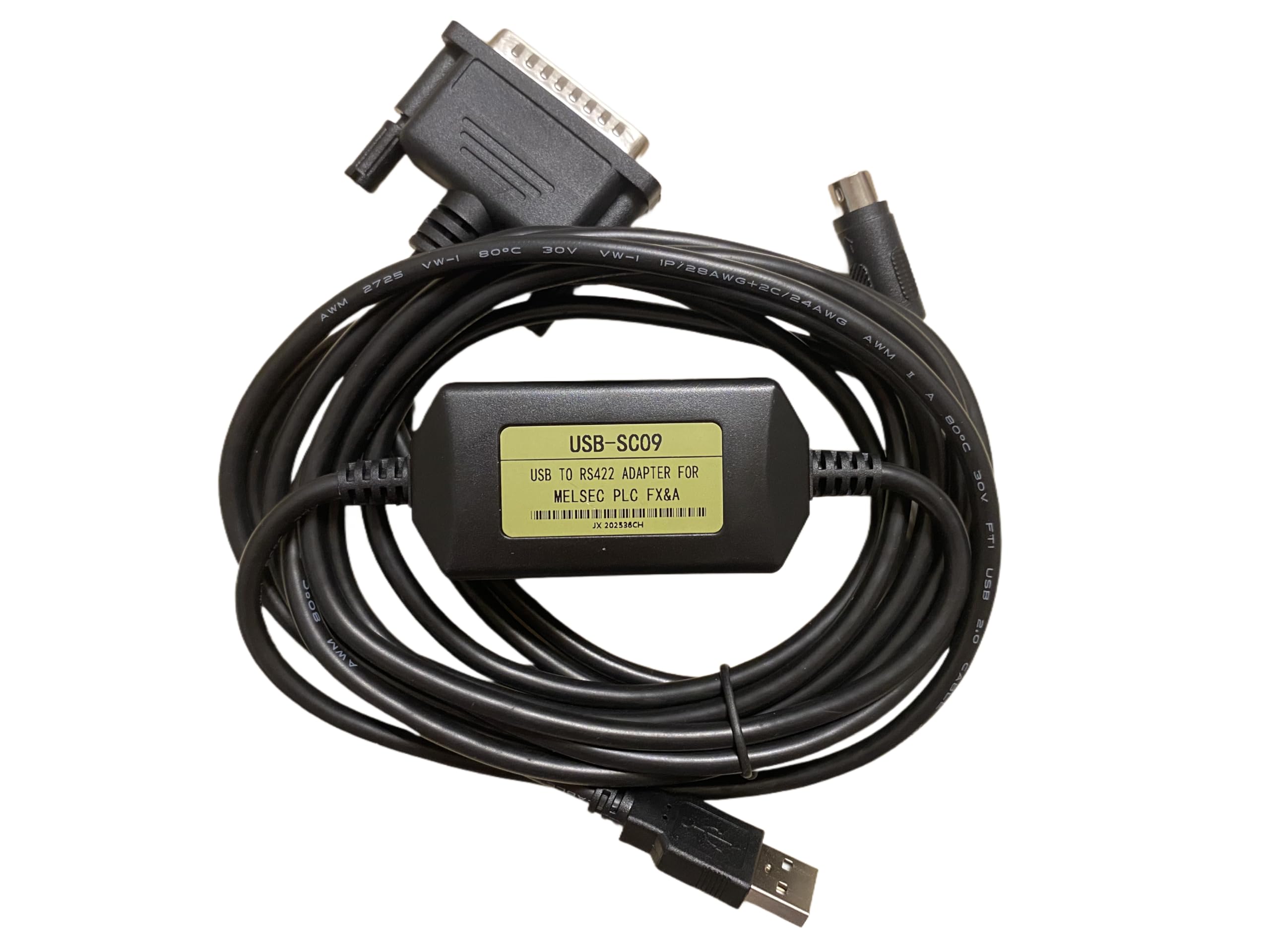Washinglee USB Programming Cable Compatible for Mitsubishi PLC FX and A Series F2/A00/A1S and FX2N/1N/1S, for USB-SC09 Replacement, 6 FT