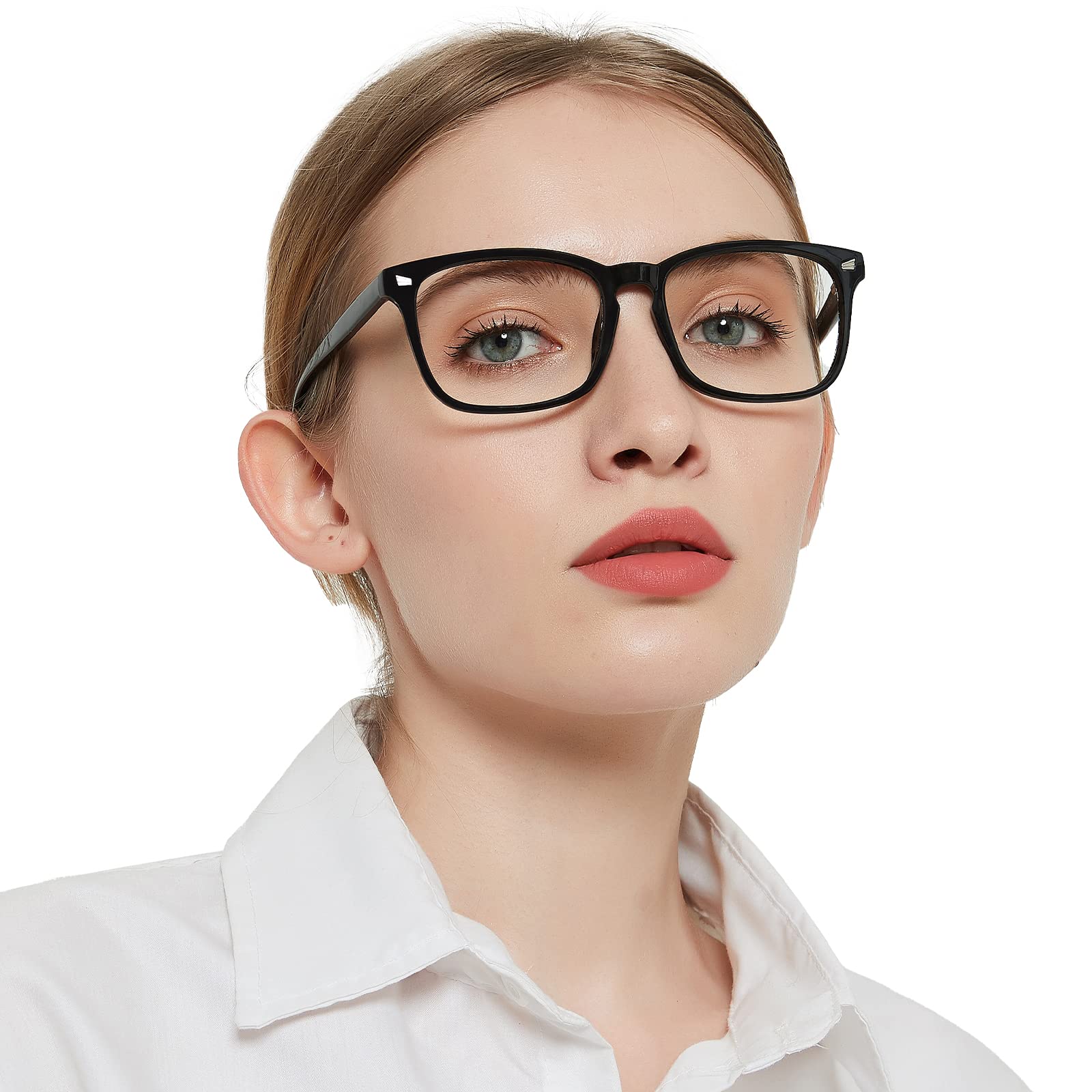 OCCI CHIARI Stylish Blue Light Blocking Reading Glasses for Women, Ladies' Large Frame Readers Glasses，Women's Computer Glasses Spring Hinge (Black, 400)