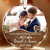Fastpeace Personalized First Christmas Married Glass Ornament 2026 &ndash; Custom Mr and Mrs Photo Ornament &ndash; Wedding Gift with Picture Name Date &ndash; Newlywed Couple Glass Keepsake Gift