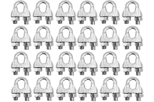 BRUFER QUALITY PRODUCTS BRUFER 98203 Wire Rope Clamp Clip for Cables Zinc Plated - 1/4" inch - Bulk Pack of 24 Pieces