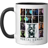 Mortal Kombat 2 Character Squares Ceramic Mug, Black/White