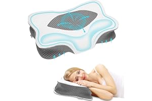 Anvo Cervical Pillow for Neck Pain Relief - Memory Foam Neck Pillows for Pain Relief Sleeping - Pillow for Neck and Shoulder Pain - Ergonomic Pillow for Side Back Stomach Sleeper - Grey Firm