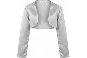 BOLEROSE Girls Satin Long Sleeve Bolero Childrens Kids Shrug