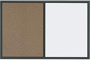Quartet Combination Whiteboard & Corkboard, 4' x 3' Combo White Board & Cork Board, Black Frame (S564)