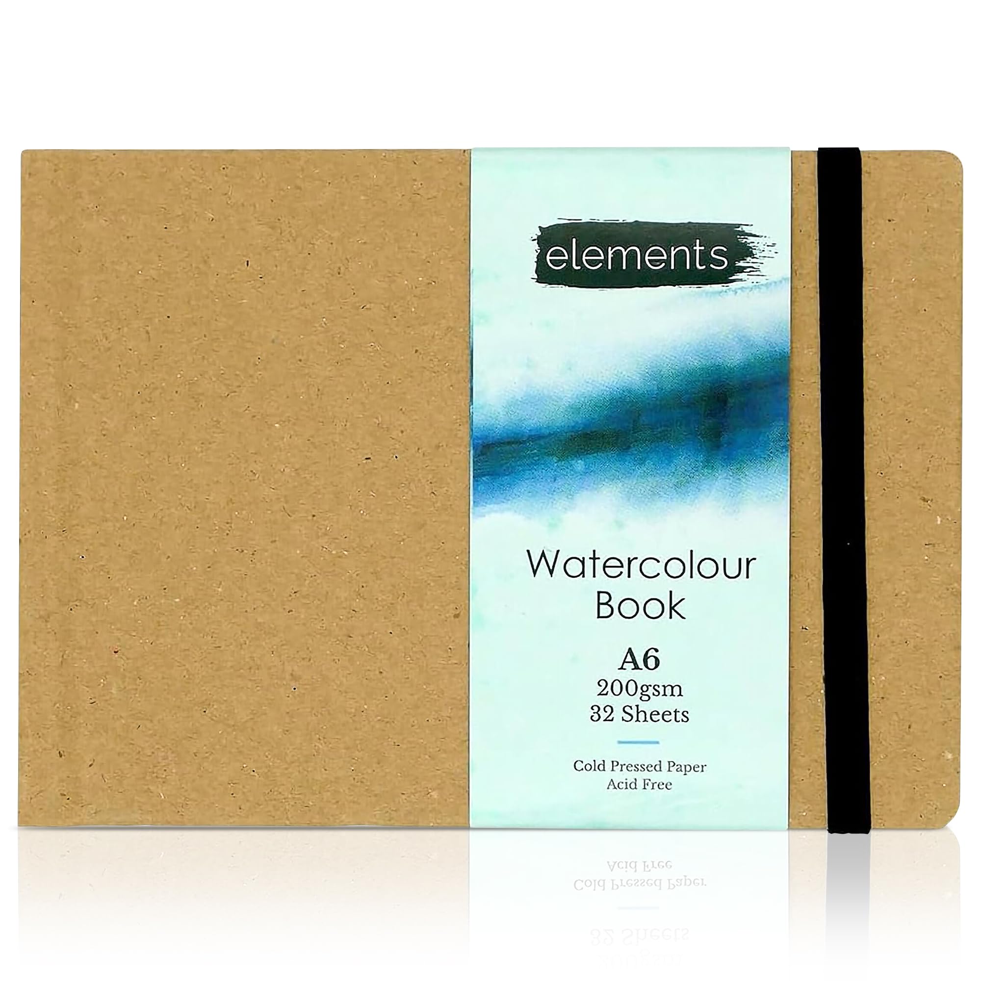 Elements A6 Watercolour Book – 32 Sheets (64 Sides) of 200 GSM Watercolour Paper | Hardback Cover – Ideal for Watercolours, Mixed Media, Sketching, Various Art Projects & Painting, A6 Size