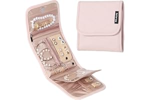 BELALIFE Travel Jewelry Organizer, Small Foldable Jewelry Storage Case for Earrings, Necklaces, Rings, Bracelets, Brooches, P