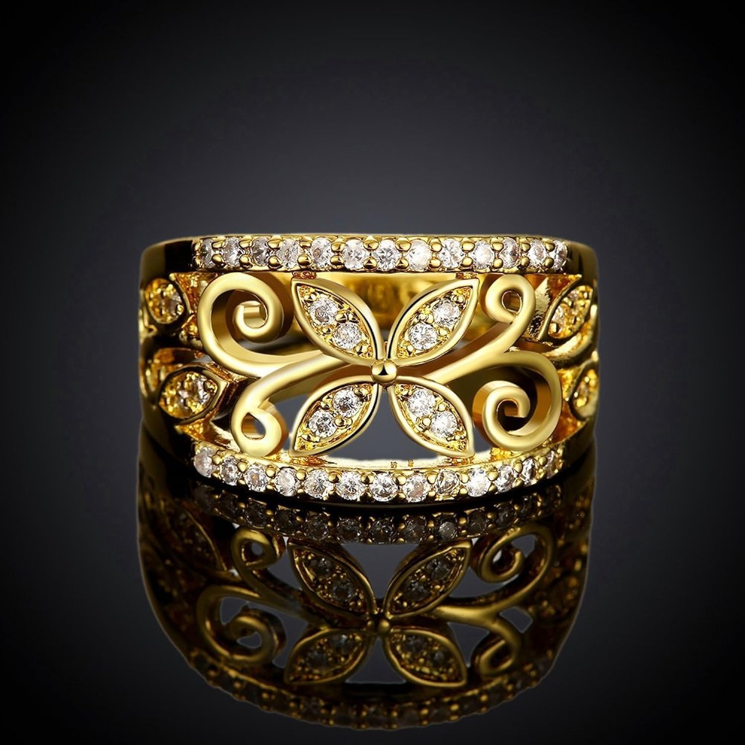 yellow chimes flower band golden ring for women and girls