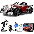 Sakeye RC Drift Cars - 1/16 4WD 2.4GHz Red Drifting RC Car with Lights, High Speed Sport Racing Hobby Car, Includes Two Rechargeable Batteries, Perfect for Kids and Adults