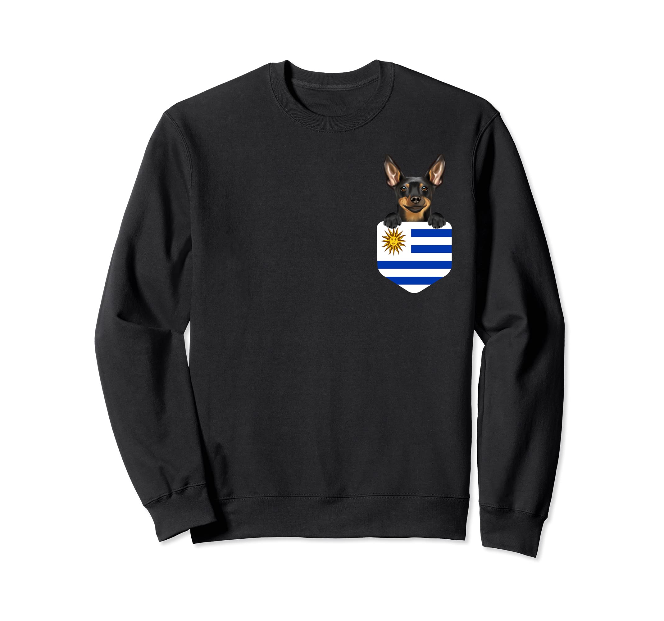 Uruguay Flag Miniature Pinscher Dog In Pocket Sweatshirt