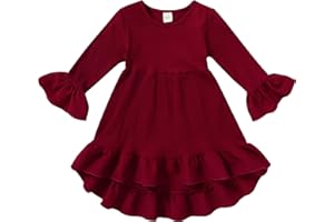 YOUNGER TREE Toddler Baby Girls Fall Clothing Solid Cotton Pit Irregular Skirt Winter Dress Long Sleeve Skirt Outfits