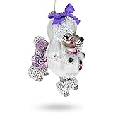 Elegant Bejeweled Poodle Blown Glass Christmas Ornament