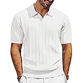 PJ PAUL JONES Mens Polo Shirts V-Neck Knit Polo Textured Summer Shirts