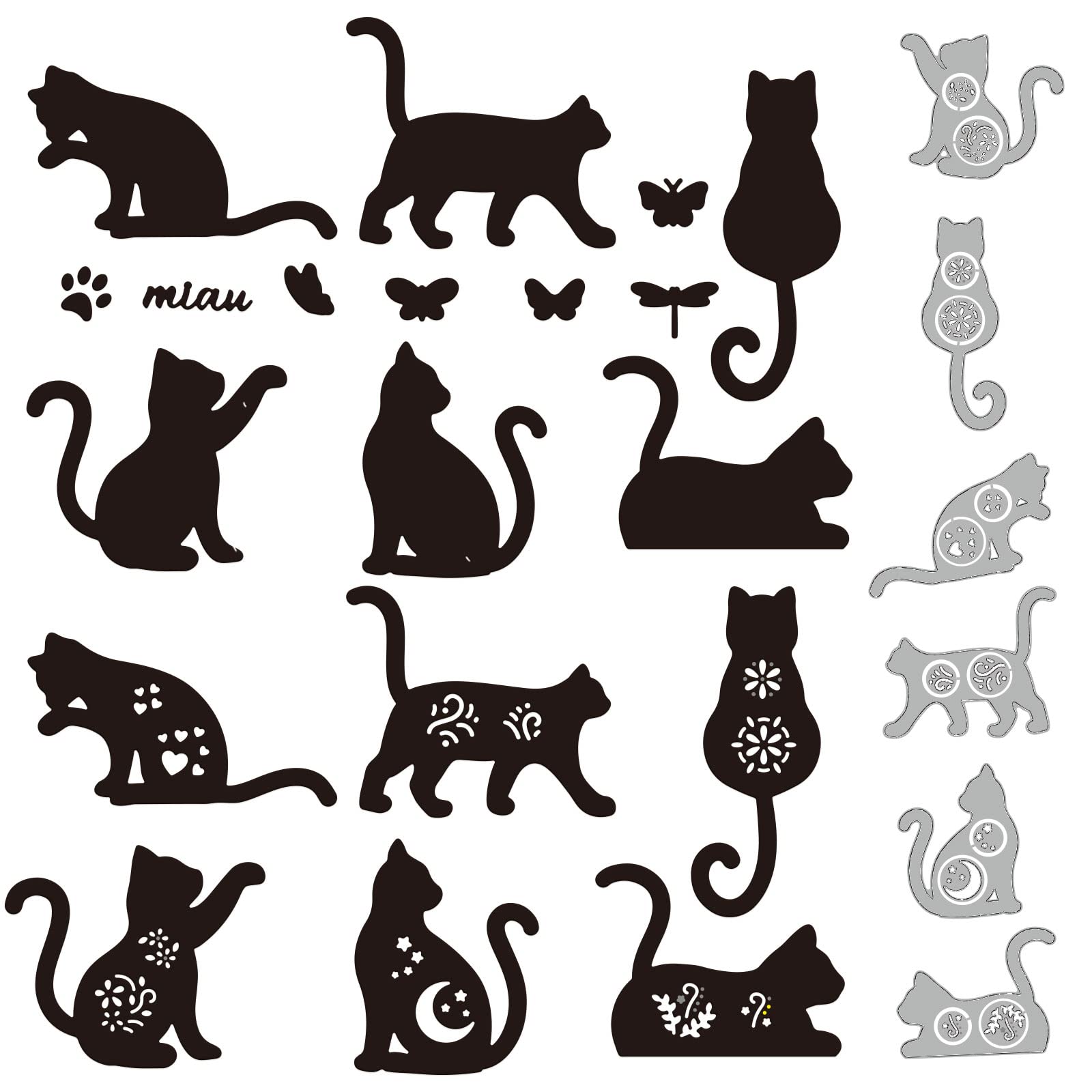 GLOBLELAND Flower Cat Cutting Dies for DIY Scrapbooking Metal Cat Kitty Die Cuts Embossing Stencils Template for Paper Card Making Decoration Album Craft Decor