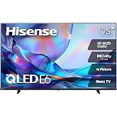 Hisense 75" Class E6SR Series Hi-QLED 4K UHD Smart Roku TV (75E6SR, 2026 Model) - Dolby Vision, Game Mode Plus, VRR, ALLM, DTS Virtual:X, Apple AirPlay, Compatible with Alexa and Google Assistant