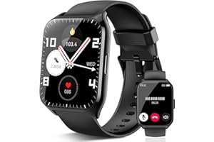 AYCY Smart Watch for Men Women(Answer/Make Calls), 1.85" HD Touch Screen Fitness Watch with Sleep Heart Rate Monitor, 112 Sports Modes, IP68 Waterproof Activity Trackers Compatible with Android iOS, Black