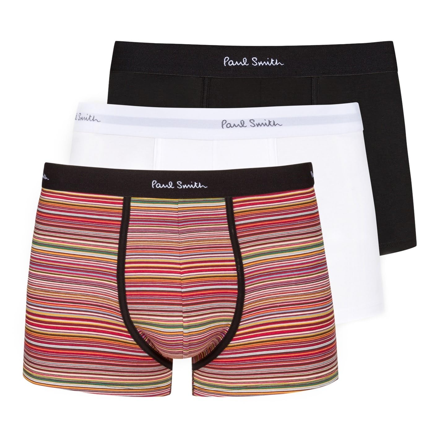 3 Boxer Brief Paul Smith Uomo In Cotone Organico - Mix Signature Stripe, Corti, Traspiranti, Vita Elastica, Confezione Multipla
