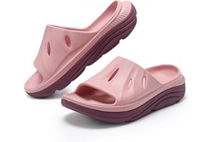 perunvie Womens Recovery Sandals Mens Comfortable Athletic Slides Thick Cushion Lightweight Plantar Fasciitis Sport Sliders of Indoor Outdoor,Arch Support Orthotic Open Toe