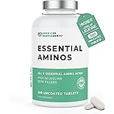 Essential Amino Acids - 300 Easy To Swallow Tablets / 60 Servings - All 9 EAA Amino Acids with All 3 BCAA's Plus 6 More EAAs to Build and Repair Muscle, 5-10g per Serving, High in Leucine and Vegan