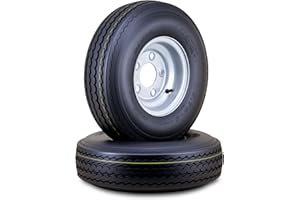 WANDA Trailer Tire Wheel Assembly 5.70-8 6-Ply C 77M w/ 5 Lugs on 4.5" PCD Silver Rim Installed,SET 2-11036