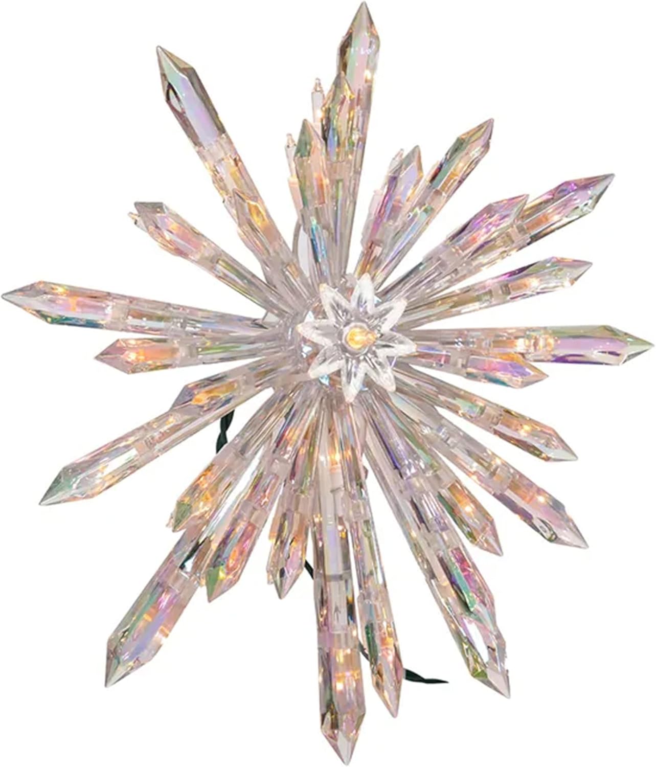 Tree Toppers - Kurt S. Adler Kurt Adler UL 30-Light Crystal Snowflake Treetop, 11.25in, Clear