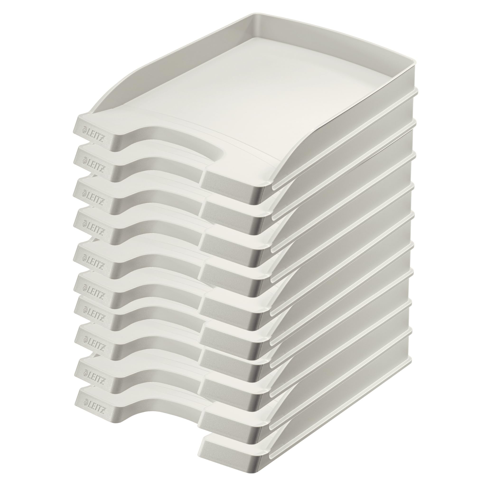 Leitz Plus Letter Tray Slim 35 mm – Pack of 10 Height 37 mm Gray