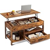 WLIVE Lift Top Coffee Table for Living Room/Dining/Office, Brown | Modern Farmhouse Wooden Coffee Table; 38.6"W x 18.9"D x 17.7"H