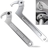 Adjustable C Spanner Hook Wrench Tool Set 3/4-2"(19-51mm)2-4 3/4"(51-121mm) | Chrome Vanadium Hook Wrenches for Tightening and Loosening Side-Slot Collars, Lock Nuts, Bearings and Collets on Machinery